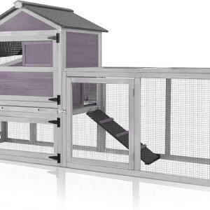 Mobile Chicken Coop with Wheels | 4–6 Chickens | Outdoor Hen House with Run | Weatherproof Asphalt Roof | Grey