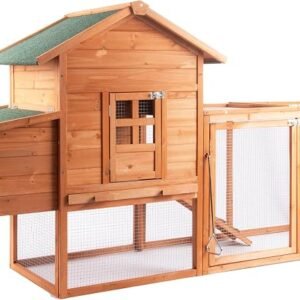 GOJOOASIS Wooden Chicken Coop | 2–5 Chickens | Outdoor Hen House | Run Cage | Nesting Box | Removable Tray