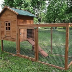 80" Chicken Coop with Run | Wooden Hen House for 2–4 Chickens | Waterproof Outdoor Poultry Cage | Nesting Box