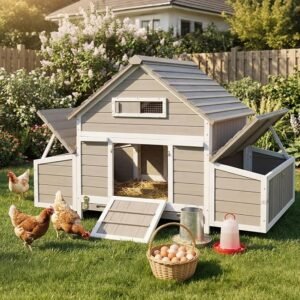 Large Wooden Chicken Coop | 4–6 Chickens | Outdoor Hen House | 6 Nesting Boxes | Poultry Shelter