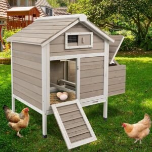 Ketive Wooden Chicken Coop | 36.2" x 26" x 38.3" | Removable Trays | Nesting Box | Ramp | Rabbit Hutch