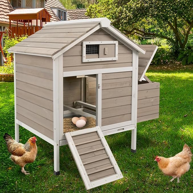 Ketive Wooden Chicken Coop | 36.2" x 26" x 38.3" | Removable Trays | Nesting Box | Ramp | Rabbit Hutch