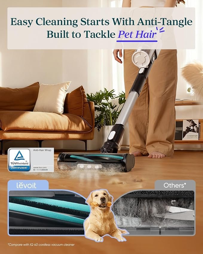 Levoit Cordless Vacuum Cleaner, Anti-Tangle for Pet Hair, Up to 50 Minutes - Image 3