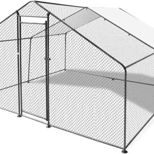 Confote Large Metal Chicken Coop | 9.8' x 9.8' x 6.6' Walk-In Poultry Run | Waterproof & Anti-UV Cover | Black