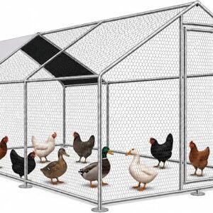 VAGGER 15 x 10 x 6.5 FT Metal Chicken Coop | Large Chicken Run | Covered Outdoor Poultry Enclosure