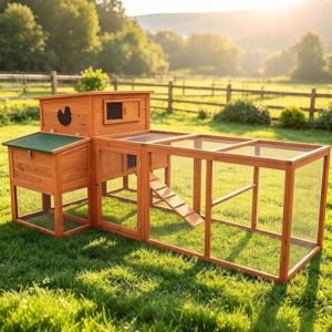 XLarge 80" Wooden Chicken Coop | Outdoor Hen House | Poultry Cage | Orange