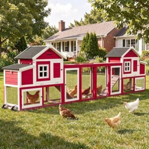 154.7" Large Mobile Chicken Coop | Wheels | 6–10 Chickens | Spacious Outdoor Hen House