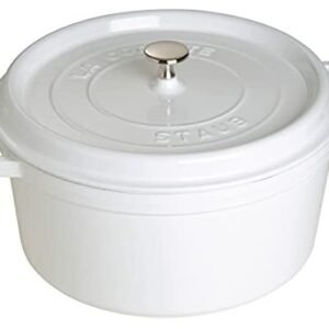 Staub Cast Iron 7-qt Round Cocotte - White