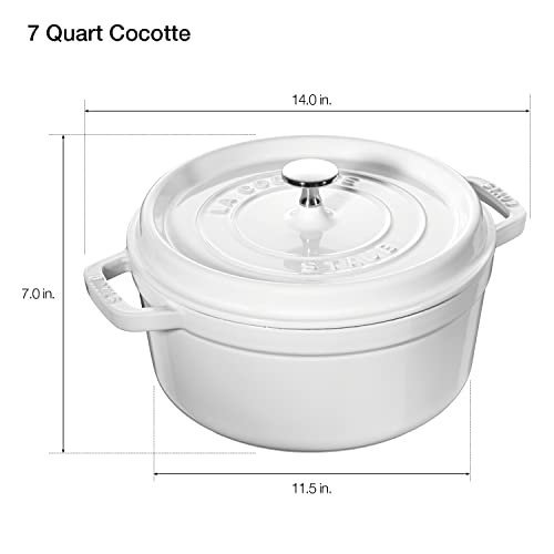 Staub Cast Iron 2.75-qt Round Cocotte - White Truffle, Made in France - Image 3