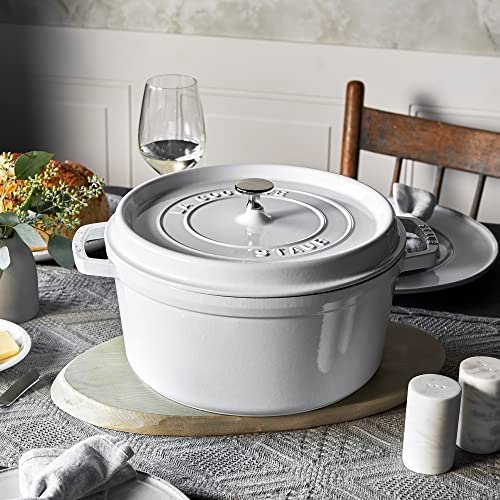 Staub Cast Iron 2.75-qt Round Cocotte - White Truffle, Made in France - Image 4